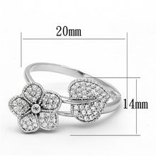 Load image into Gallery viewer, TS114 - Rhodium 925 Sterling Silver Ring with AAA Grade CZ  in Clear