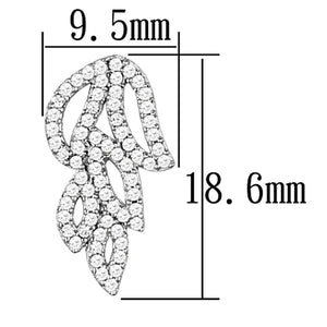 TS117 - Rhodium 925 Sterling Silver Earrings with AAA Grade CZ  in Clear