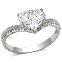 Load image into Gallery viewer, TS118 - Rhodium 925 Sterling Silver Ring with AAA Grade CZ  in Clear