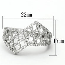 Load image into Gallery viewer, TS122 - Rhodium 925 Sterling Silver Ring with AAA Grade CZ  in Clear