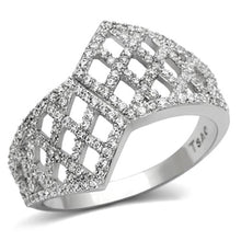 Load image into Gallery viewer, TS122 - Rhodium 925 Sterling Silver Ring with AAA Grade CZ  in Clear