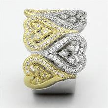 Load image into Gallery viewer, TS126 - Gold+Rhodium 925 Sterling Silver Ring with AAA Grade CZ  in Champagne