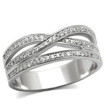 Load image into Gallery viewer, TS131 - Rhodium 925 Sterling Silver Ring with AAA Grade CZ  in Clear