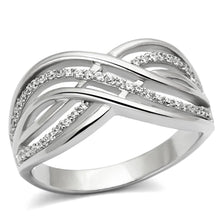 Load image into Gallery viewer, TS132 - Rhodium 925 Sterling Silver Ring with AAA Grade CZ  in Clear