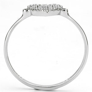 TS133 - Rhodium 925 Sterling Silver Ring with AAA Grade CZ  in Clear