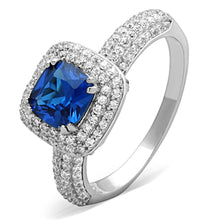 Load image into Gallery viewer, TS137 - Rhodium 925 Sterling Silver Ring with Synthetic Spinel in London Blue