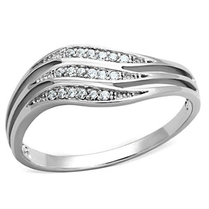 TS143 - Rhodium 925 Sterling Silver Ring with AAA Grade CZ  in Clear