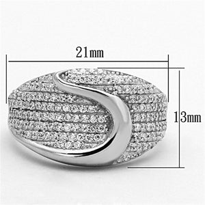 TS148 - Rhodium 925 Sterling Silver Ring with AAA Grade CZ  in Clear