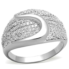 Load image into Gallery viewer, TS148 - Rhodium 925 Sterling Silver Ring with AAA Grade CZ  in Clear