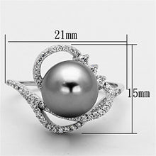 Load image into Gallery viewer, TS153 - Rhodium 925 Sterling Silver Ring with Synthetic Pearl in Gray