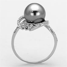 Load image into Gallery viewer, TS153 - Rhodium 925 Sterling Silver Ring with Synthetic Pearl in Gray