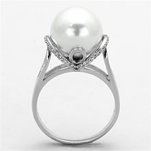 Load image into Gallery viewer, TS154 - Rhodium 925 Sterling Silver Ring with Synthetic Pearl in White