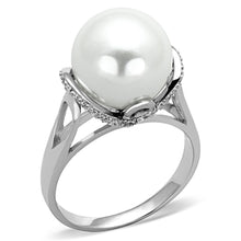 Load image into Gallery viewer, TS154 - Rhodium 925 Sterling Silver Ring with Synthetic Pearl in White