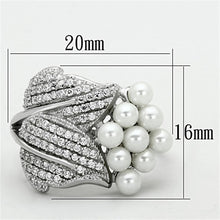 Load image into Gallery viewer, TS167 - Rhodium 925 Sterling Silver Ring with Synthetic Pearl in White