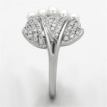 Load image into Gallery viewer, TS167 - Rhodium 925 Sterling Silver Ring with Synthetic Pearl in White