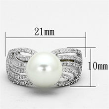 Load image into Gallery viewer, TS169 - Rhodium 925 Sterling Silver Ring with Synthetic Pearl in White