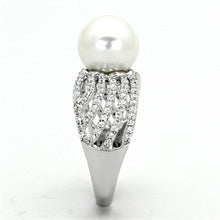 Load image into Gallery viewer, TS169 - Rhodium 925 Sterling Silver Ring with Synthetic Pearl in White