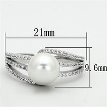 Load image into Gallery viewer, TS170 - Rhodium 925 Sterling Silver Ring with Synthetic Pearl in White