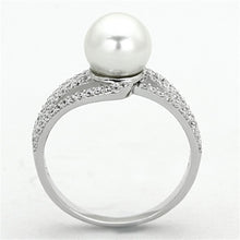 Load image into Gallery viewer, TS170 - Rhodium 925 Sterling Silver Ring with Synthetic Pearl in White