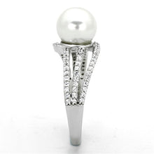 Load image into Gallery viewer, TS170 - Rhodium 925 Sterling Silver Ring with Synthetic Pearl in White