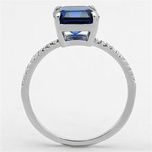 Load image into Gallery viewer, TS177 - Rhodium 925 Sterling Silver Ring with Synthetic Spinel in London Blue