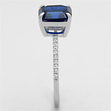 Load image into Gallery viewer, TS177 - Rhodium 925 Sterling Silver Ring with Synthetic Spinel in London Blue