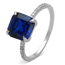 Load image into Gallery viewer, TS177 - Rhodium 925 Sterling Silver Ring with Synthetic Spinel in London Blue