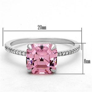 TS179 - Rhodium 925 Sterling Silver Ring with Cubic  in Rose