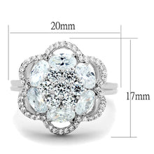 Load image into Gallery viewer, TS180 - Rhodium 925 Sterling Silver Ring with AAA Grade CZ  in Clear