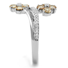 Load image into Gallery viewer, TS181 - Rhodium 925 Sterling Silver Ring with AAA Grade CZ  in Champagne