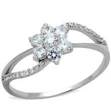 Load image into Gallery viewer, TS182 - Rhodium 925 Sterling Silver Ring with AAA Grade CZ  in Clear