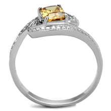 Load image into Gallery viewer, TS183 - Rhodium 925 Sterling Silver Ring with AAA Grade CZ  in Champagne