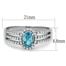 Load image into Gallery viewer, TS184 - Rhodium 925 Sterling Silver Ring with AAA Grade CZ  in Sea Blue