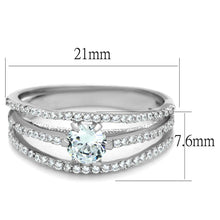 Load image into Gallery viewer, TS185 - Rhodium 925 Sterling Silver Ring with AAA Grade CZ  in Clear