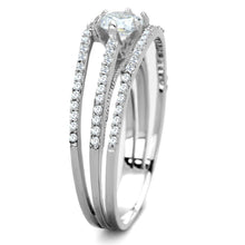 Load image into Gallery viewer, TS185 - Rhodium 925 Sterling Silver Ring with AAA Grade CZ  in Clear