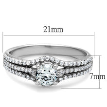 Load image into Gallery viewer, TS188 - Rhodium 925 Sterling Silver Ring with AAA Grade CZ  in Clear