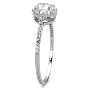 TS190 - Rhodium 925 Sterling Silver Ring with AAA Grade CZ  in Clear