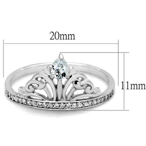 TS191 - Rhodium 925 Sterling Silver Ring with AAA Grade CZ  in Clear