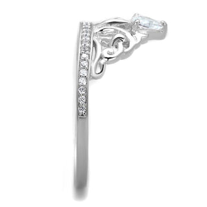 TS191 - Rhodium 925 Sterling Silver Ring with AAA Grade CZ  in Clear