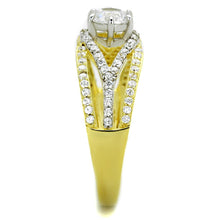 Load image into Gallery viewer, TS200 - Gold+Rhodium 925 Sterling Silver Ring with AAA Grade CZ  in Clear