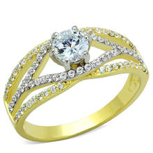 Load image into Gallery viewer, TS200 - Gold+Rhodium 925 Sterling Silver Ring with AAA Grade CZ  in Clear