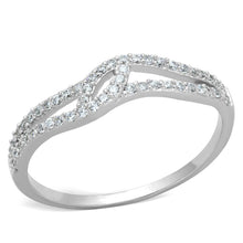 Load image into Gallery viewer, TS202 - Rhodium 925 Sterling Silver Ring with AAA Grade CZ  in Clear