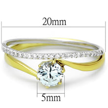 Load image into Gallery viewer, TS209 - Gold+Rhodium 925 Sterling Silver Ring with AAA Grade CZ  in Clear