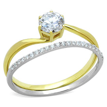 Load image into Gallery viewer, TS209 - Gold+Rhodium 925 Sterling Silver Ring with AAA Grade CZ  in Clear