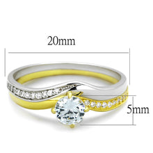 Load image into Gallery viewer, TS210 - Gold+Rhodium 925 Sterling Silver Ring with AAA Grade CZ  in Clear