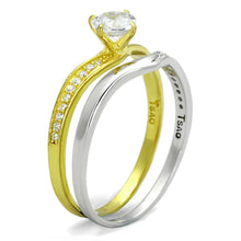 Load image into Gallery viewer, TS210 - Gold+Rhodium 925 Sterling Silver Ring with AAA Grade CZ  in Clear