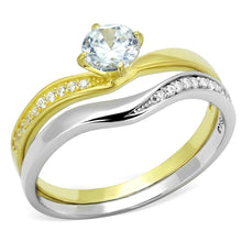 Load image into Gallery viewer, TS210 - Gold+Rhodium 925 Sterling Silver Ring with AAA Grade CZ  in Clear