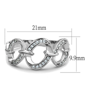 TS212 - Rhodium 925 Sterling Silver Ring with AAA Grade CZ  in Clear