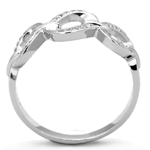 TS212 - Rhodium 925 Sterling Silver Ring with AAA Grade CZ  in Clear