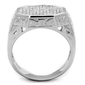 TS229 - Rhodium 925 Sterling Silver Ring with AAA Grade CZ  in Clear